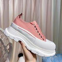 McQueen Canvas Shoes Thick-soled Increased Platform Lace-up Sports Daddy Shoes