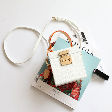 New mini hit color hand box bag small square bag female candy color slung leather lock box package - Dazpy