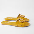 Cow leather sandals and slippers with square toe metal buckle - Dazpy