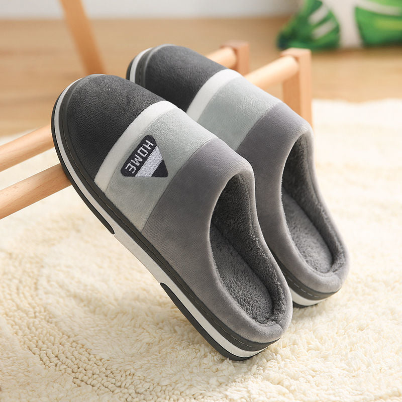 Thick Bottom Plus Velvet Non-Slip Plush Cotton Slippers For Men - Dazpy