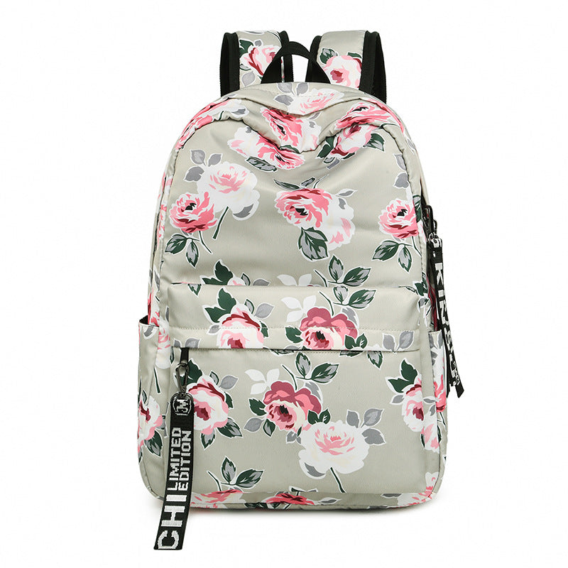 Backpack Printed Flowers Nylon Waterproof Ethnic Travel - Dazpy