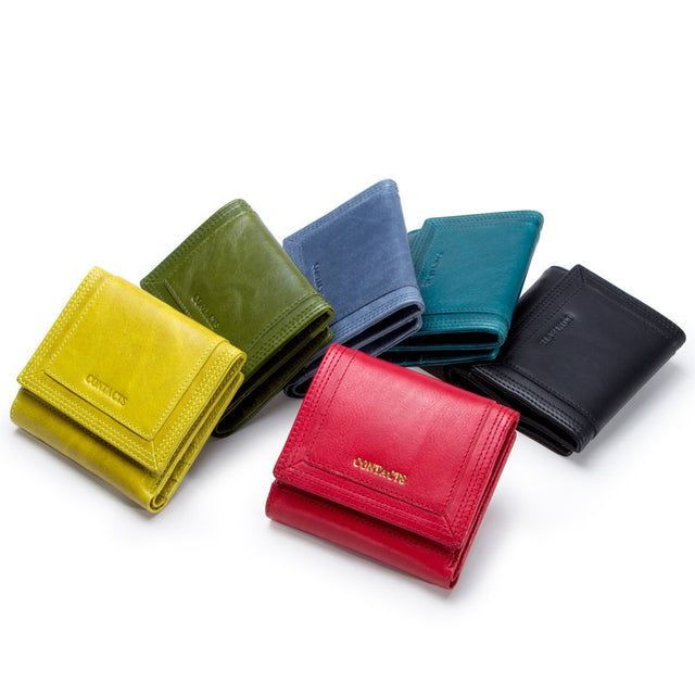 Women's leather wallet 30% short leather wallet - Dazpy