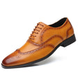 British block carved business leather shoes - Dazpy