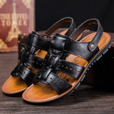 Household slippers Men's slippers breathable leather sandals - Dazpy