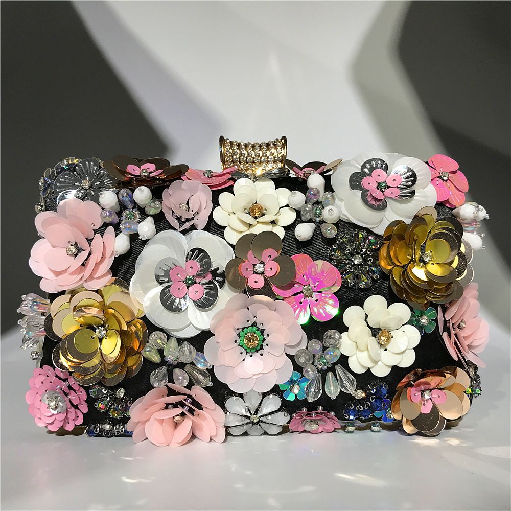 Ladies handmade colorful flower beaded bag - Dazpy