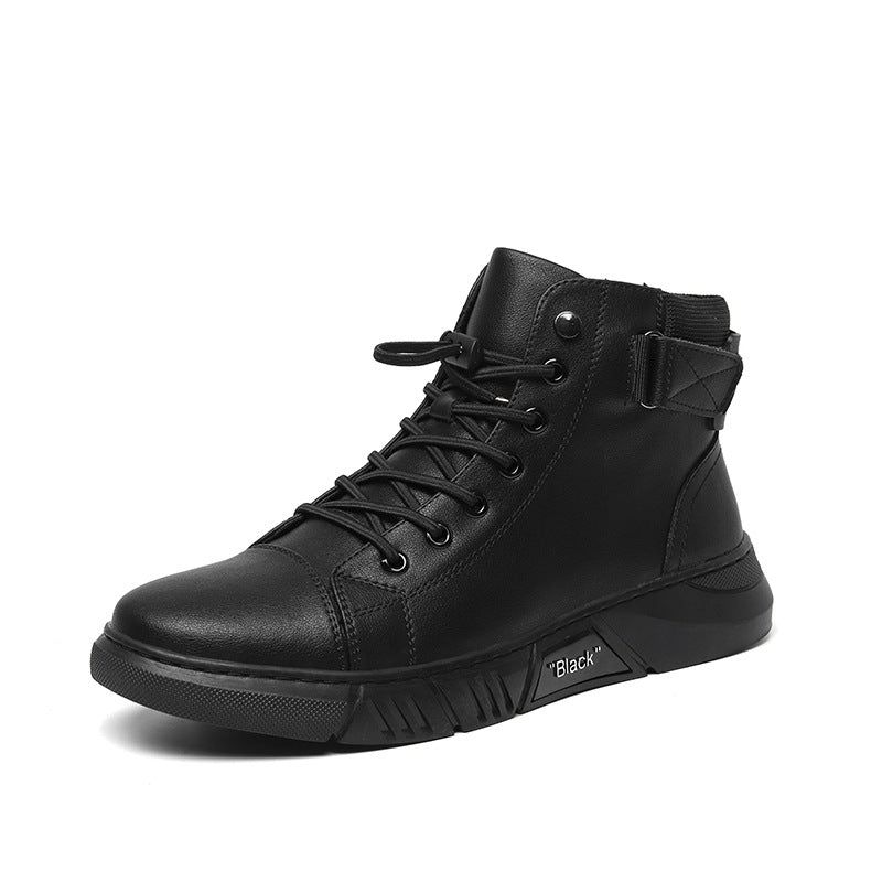 High-top Men's Shoes Martin Plus Cashmere Leather Boots - Dazpy