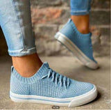 Casual Single Shoes Women European And American Flat Mesh Sports Flying Knitting - Dazpy