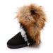 Winter Snow Boots Thick Fluffy Fox Fur Waterproof Non-slip Warm Cotton - Dazpy