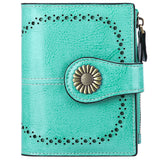 Wallet Women's Short Oil Wax Leather Zipper Card Holder - Dazpy