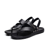 Men's Leather Fashion Sandal Fashion Men's Flip-flop Beach Shoes Men's Slippers - Dazpy