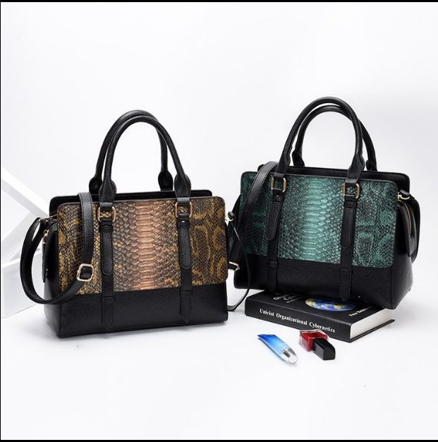 New female bag snake-print handbag large-capacity European and American style fan wear bag trend shoulder bag - Dazpy