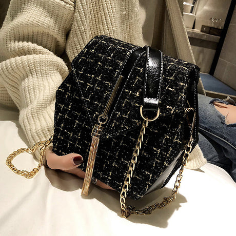 Fashion All-Match Woolen Chain Shoulder Bag - Dazpy