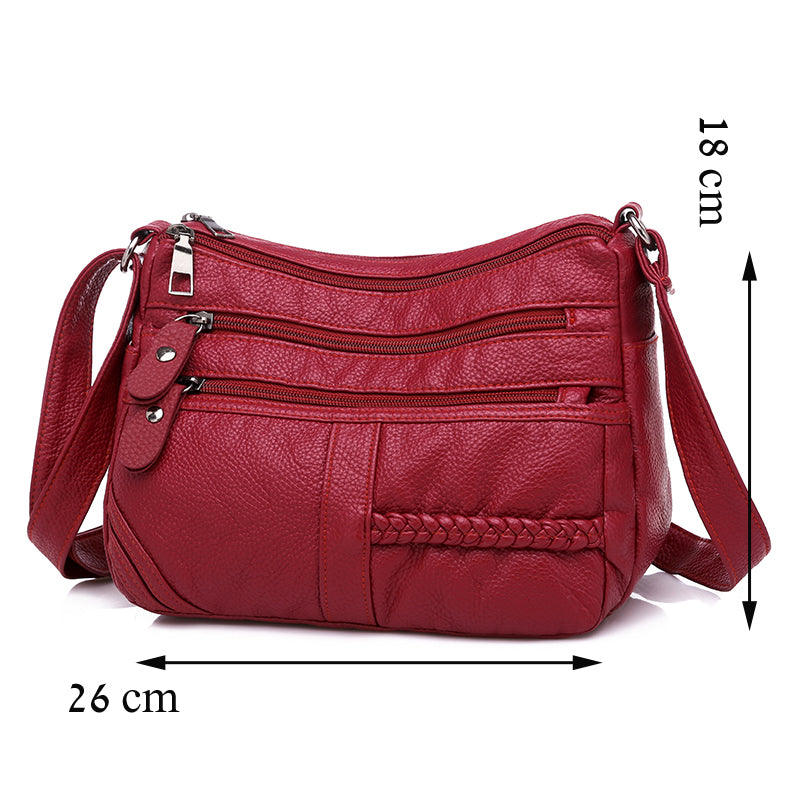 Fashion Women Soft Leather Shoulder Bag - Dazpy