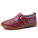 Women's Soft Surface Cutout Flat Heel Leather Shoes