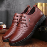 Men's Business Casual Leather Shoes With Breathable Laces - Dazpy