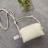 Genuine Leather Women's Bag Cowhide Bag Woven Small Square Bag Lunch Box Bag Light Luxury Small Bag - Dazpy