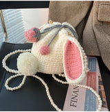 Strawberry Rabbit Crochet Wool Shoulder Bag - Dazpy