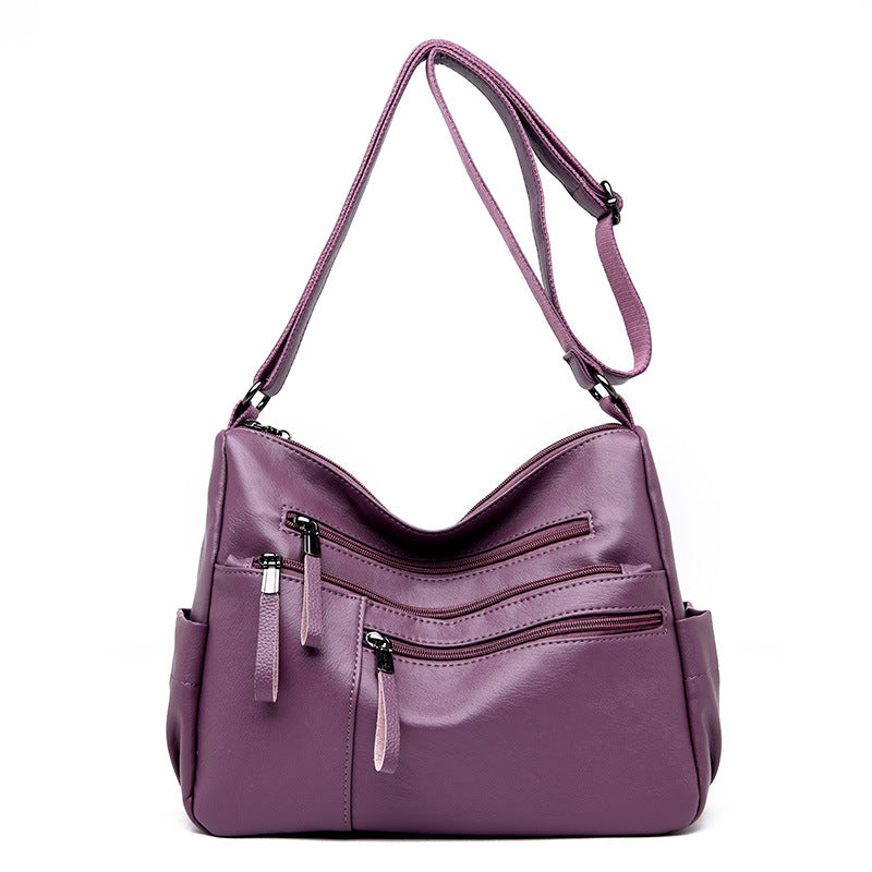 Casual soft leather diagonal bag - Dazpy