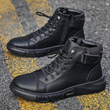 High-top Men's Shoes Martin Plus Cashmere Leather Boots - Dazpy