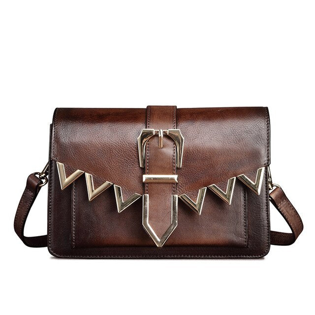 Diagonal leather retro small square bag - Dazpy