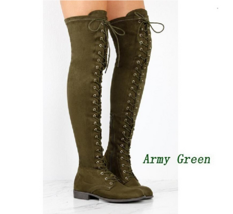 Flat bottom over the knee boots Martin boots round head large size women's shoes - Dazpy