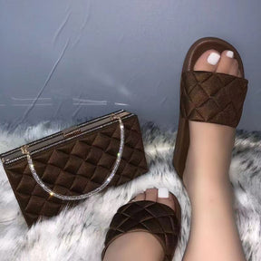 One Word Outer Wear Plaid Sandals And Slippers Plaid Shoe Bag
