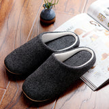 Men's Cotton Black autumn season Home Furnishing East indoor household warm slippers Muji soft bottom good anti-skid slippers - Dazpy