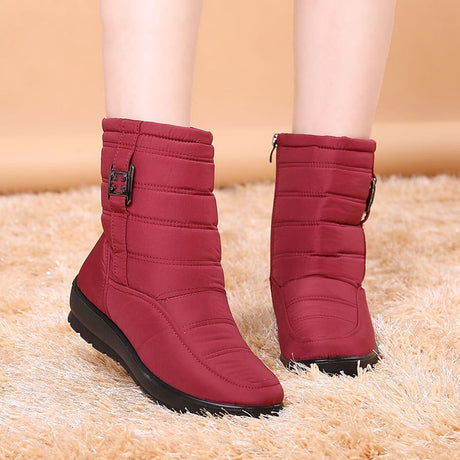 Women's flat-bottomed plus size warm snow boots - Dazpy