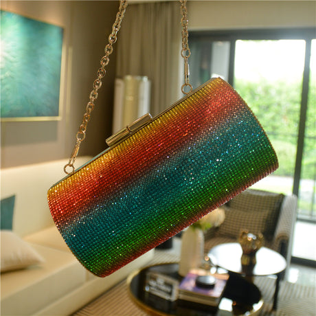 Rainbow Rhinestone Purse Evening Bag - Dazpy