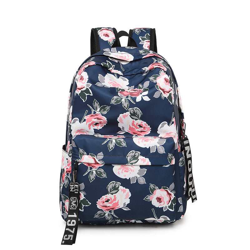 Backpack Printed Flowers Nylon Waterproof Ethnic Travel - Dazpy