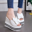 Slope high heel sandals increased rabbit ears waterproof platform muffin thick bottom fish mouth slippers women