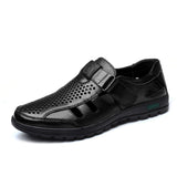 Men's leather hollow breathable sandals - Dazpy