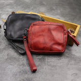 New hand dyed vegetable tanned leather women''s portable multi-functional small handbag lovers cowhide storage card bag pocket change purse - Dazpy