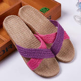 Linen slippers men's couple casual indoor floor sandals and slippers autumn and winter home non-slip slippers - Dazpy