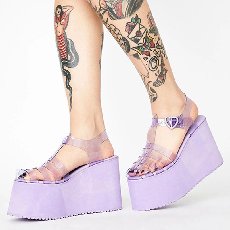 Clear Foam Platform Jelly Slip-On Sandals - Dazpy