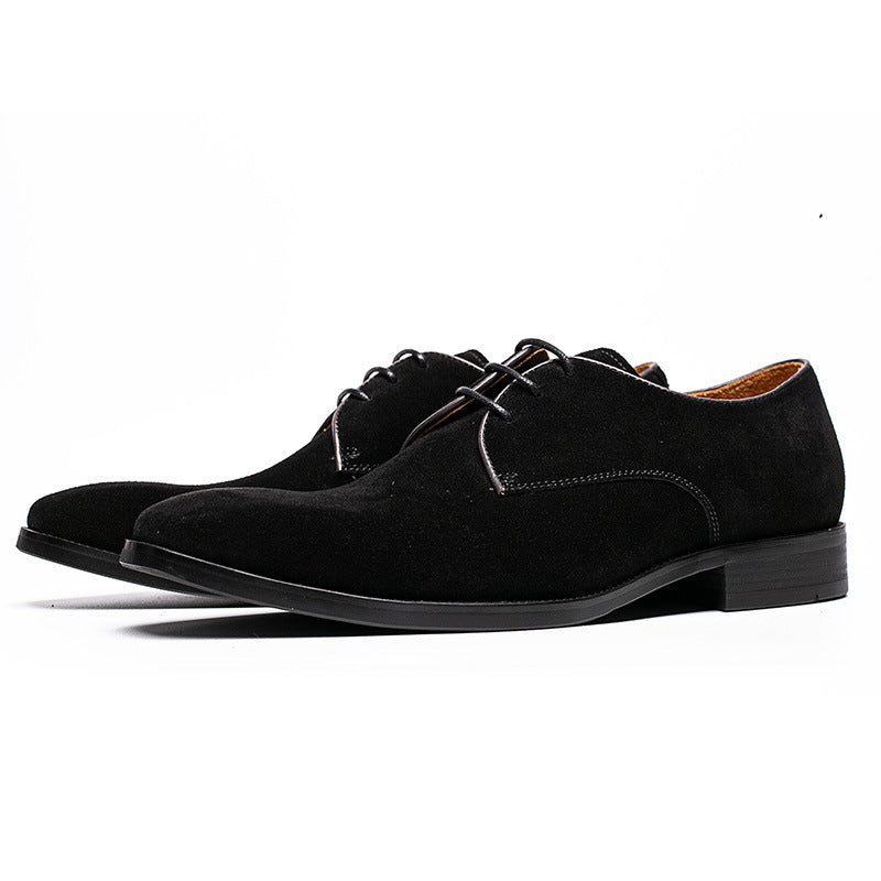 New Men's Leather Shoes Suede Soft Leather Handmade Business Formal Derby - Dazpy