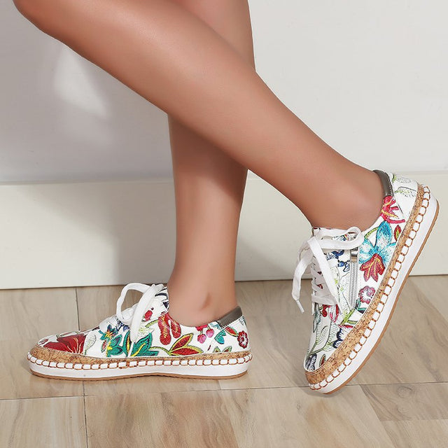 Fashion Large Size Color Print Lace-up Shoes - Dazpy