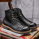 Men's Summer High Top Leather Vintage Leather Martin Boots - Dazpy