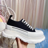 McQueen Canvas Shoes Thick-soled Increased Platform Lace-up Sports Daddy Shoes - Dazpy