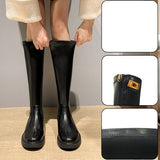 Fashion Ladies Brown Long Barrel Plus Size Knight Boots - Dazpy