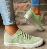 Casual Single Shoes Women European And American Flat Mesh Sports Flying Knitting - Dazpy