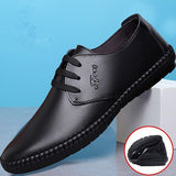 Men's Business Casual Leather Shoes With Breathable Laces - Dazpy