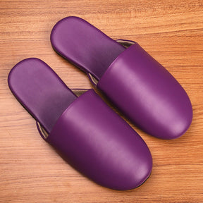Home Leather Slippers Women's Baotou Home Soft Bottom