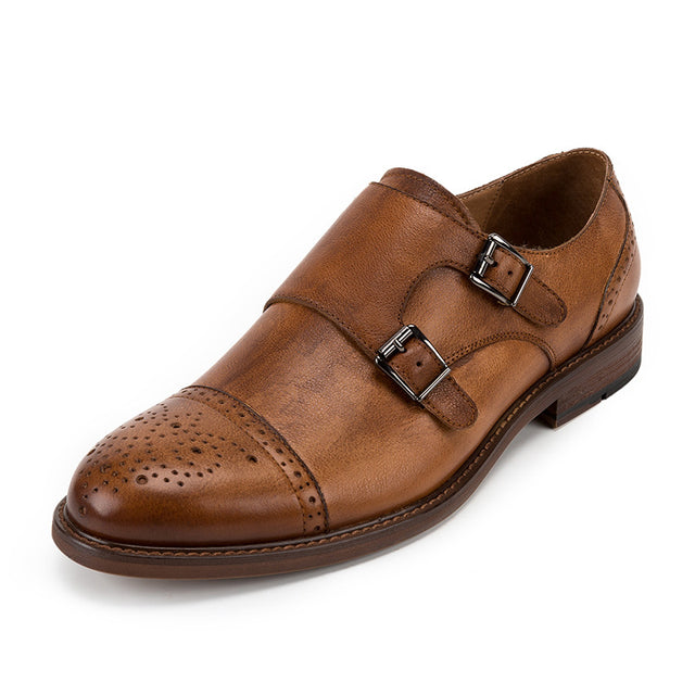 Men's British Bullock Casual Buckle Leather Shoes - Dazpy