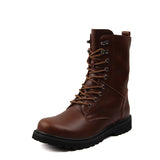 Winter high top men's shoes leather military boots men's plus fleece high top Martin boots - Dazpy