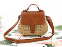 Antique straw woven bag messenger beach bag