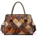 Fashion Leather Shoulder Bag With Color Stitching