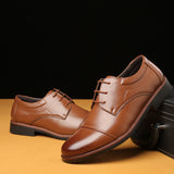 Men's Leather Shoes Plus Size Business Casual Laces - Dazpy