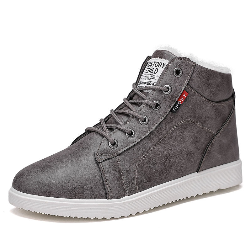 Men's plus velvet padded high-top cotton shoes - Dazpy