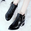 Patent leather block heel Martin boots - Dazpy